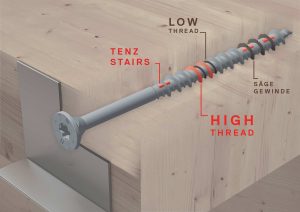 3D Renderschraube Holz HIGH LOW