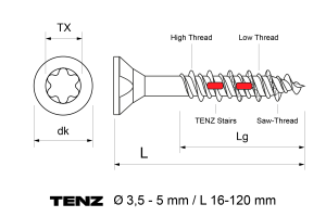 Techn Zeichn TENZ 3,5-5 Holzschraube